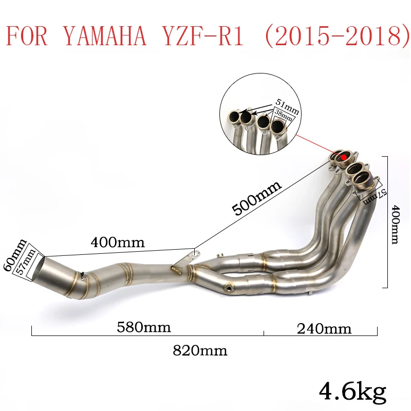 

Front Middle for YAMAHA YZF-R1 2015 2016 2017 2018 Full Exhaust System Motorcycle Muffler Motocross Dirt Bike