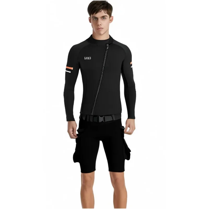 1.5mm Front Zipper Wetsuit Jacket with Slanted Zipper for Surfing, Snorkeling, Diving, and Winter Swimming-Stay Warm
