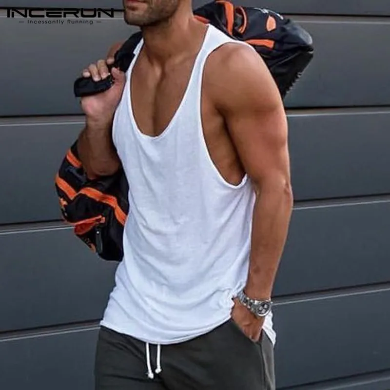 2023 Men Tank Tops Summer Solid Color O-neck Sleeveless Streetwear Vests Breathable Stylish Casual Men Clothing S-5XL INCERUN