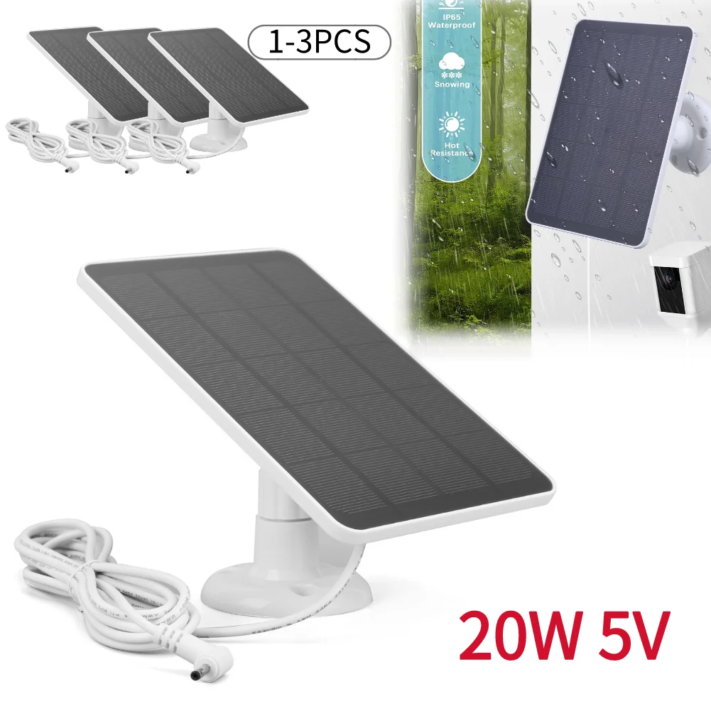 Fiorky 20W Solarpanel Für Ring Doorbell 4/3/3 Plus/2 – IP65, 9,8 Fuß Kabel, Verstellbare Halterung, Weiss/schwarz