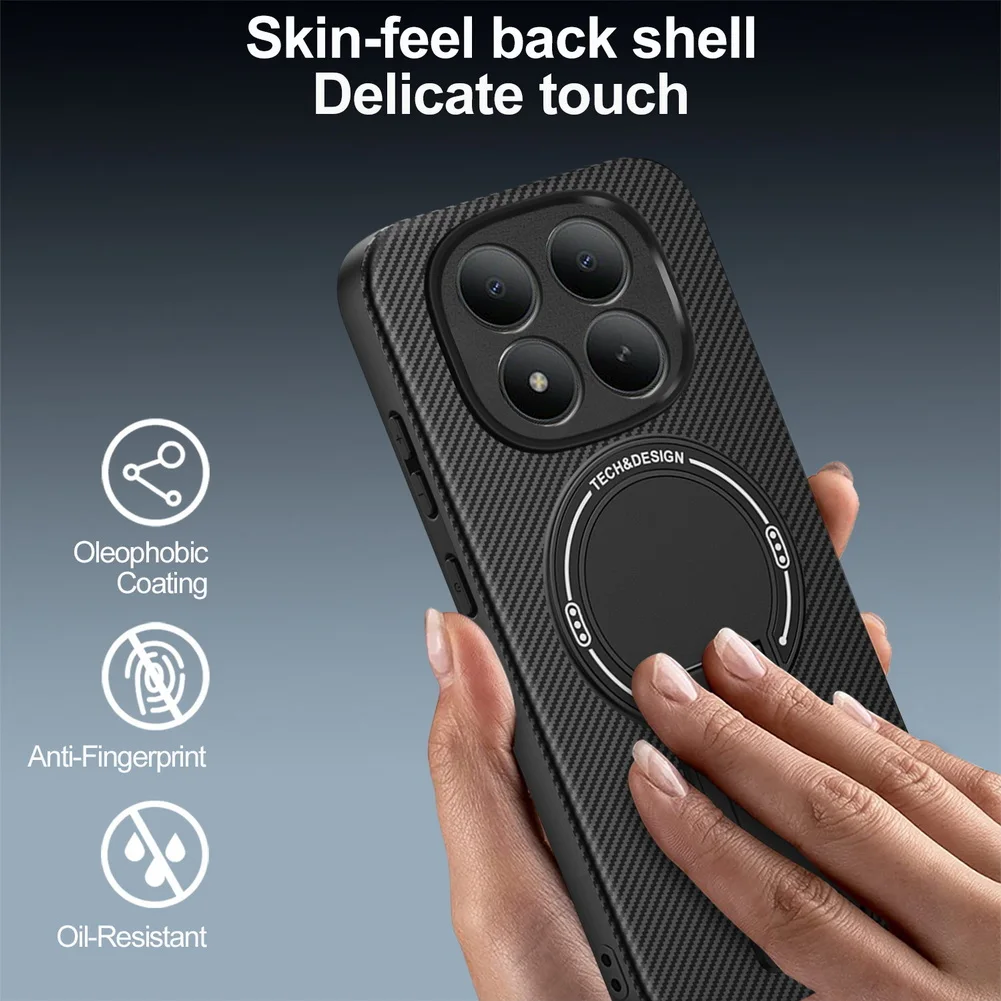 Carbon Fiber Magnetic Ring Stand Holder Case - Invisible Design Cover