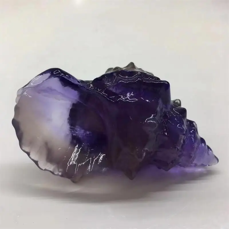 

1PC Natural Fluorite Crystal Quartz Hand Carved Conch Shape Crafts Home Decoration Christmas Gifts