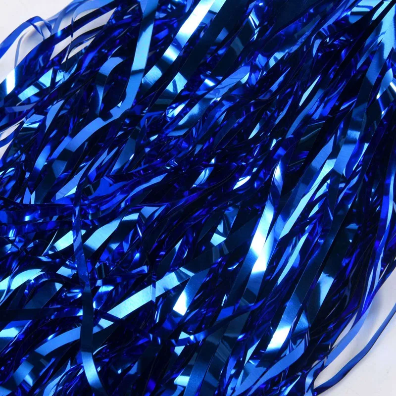 120Pcs Cheerleading Pom Poms Metallic Foil Cheer Pom Poms With Plastic Handle For Adults Kids Cheerleaders Party Blue