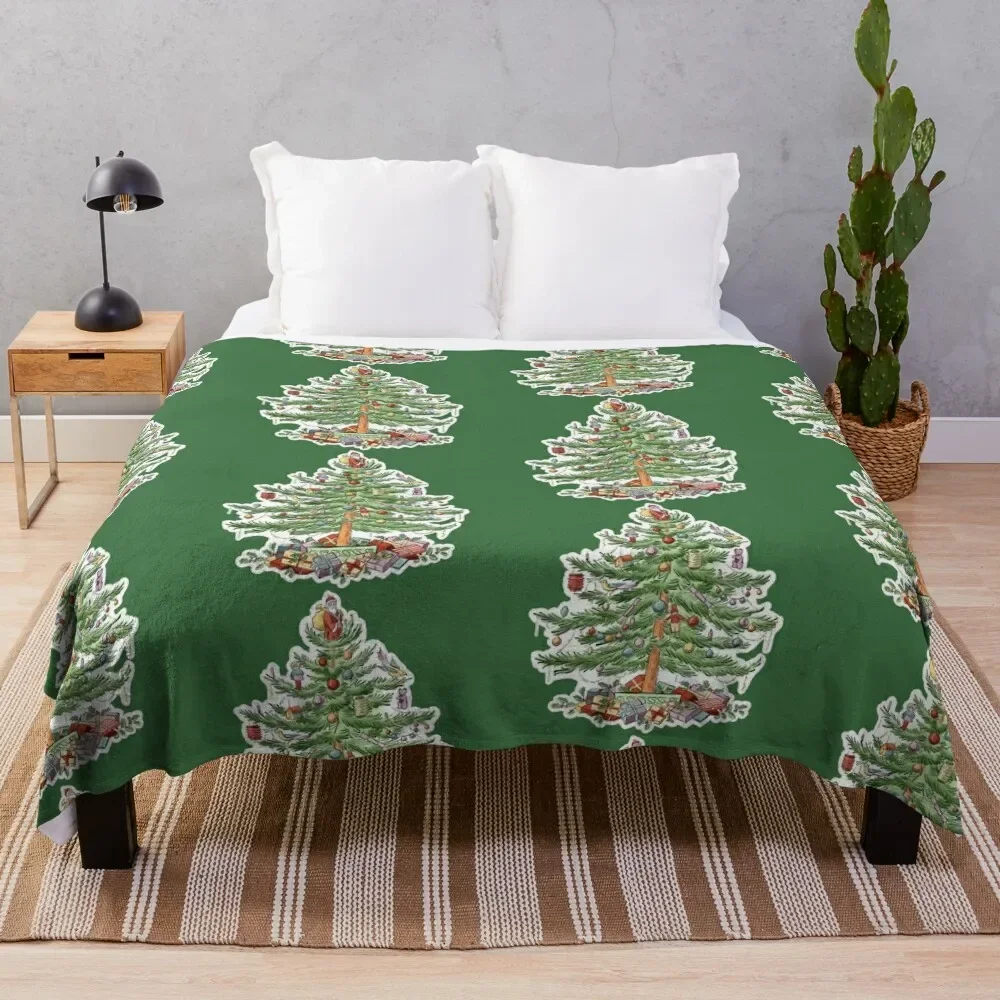 

Vintage Holidays Spode Christmas Tree Throw Blanket Decorative Sofa Winter beds Blankets For Sofas heavy to sleep Blankets