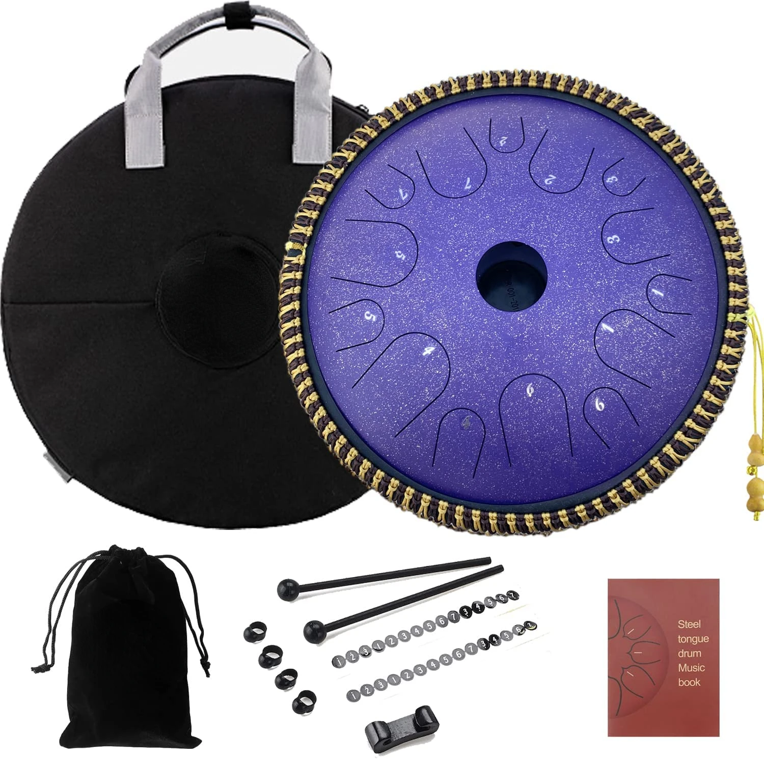 

New 14 Inch 14 Notes Tongue Steel Drum with Travel Bag Set Tank Drum Professional Handpan Meditation Percussion Instrument Drums