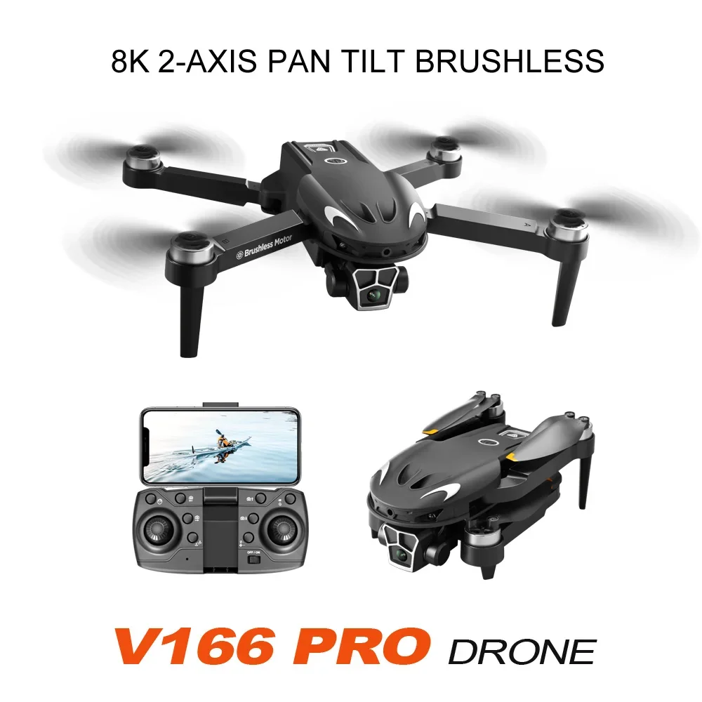 

V166 Drone 8k Profesional HD Dual Camera Aerial Photography 360 Obstacle Avoidance Optical Flow WIFI Two-axis FPV Aircraft Dron