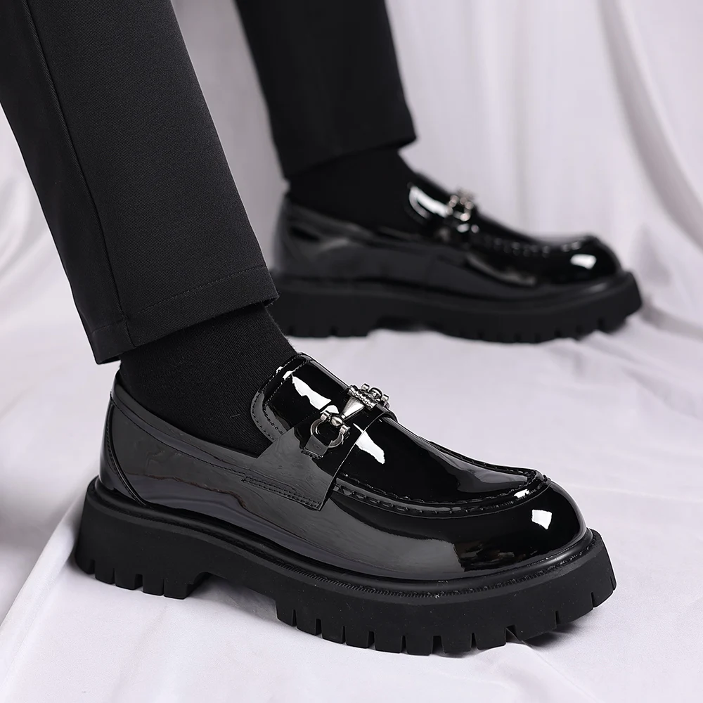 Fashion Casual Men Thick Sole, Penny Loafers Man Slip-On, For Business Dress Shoes - Uniqwear