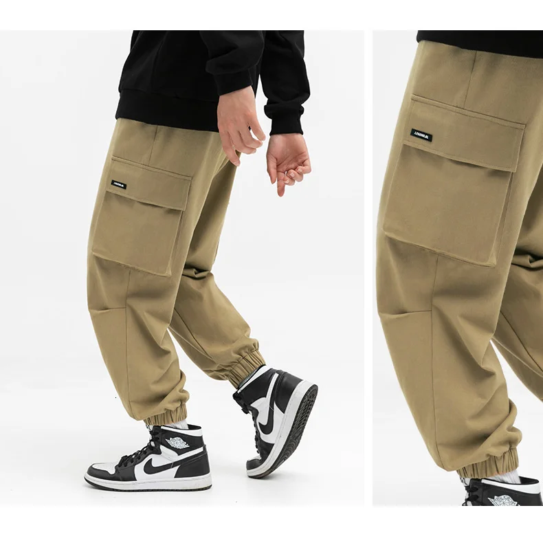 SYUHGFA 2022 Spring Large Pocket Men Cargo Pants Loose Jogger Pants Japanese Style Casual Male Trousers Hip Hop Streetwear cargo work pants