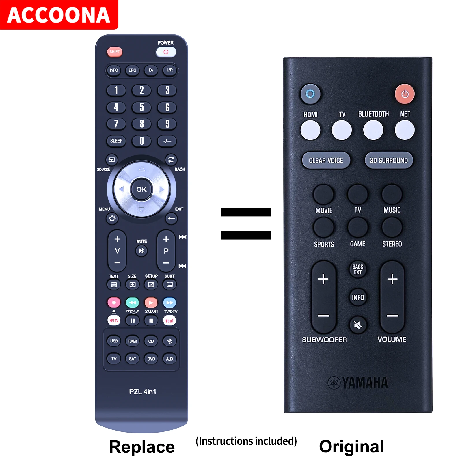 Telecomando Vcq9140 Per Yamaha Yas-109 Yas-209 Ats-1090 Ats-2090