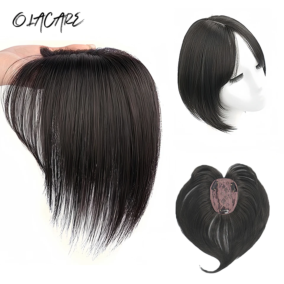 Synthetic Hair Topper with Bangs Clip In Extension for Women