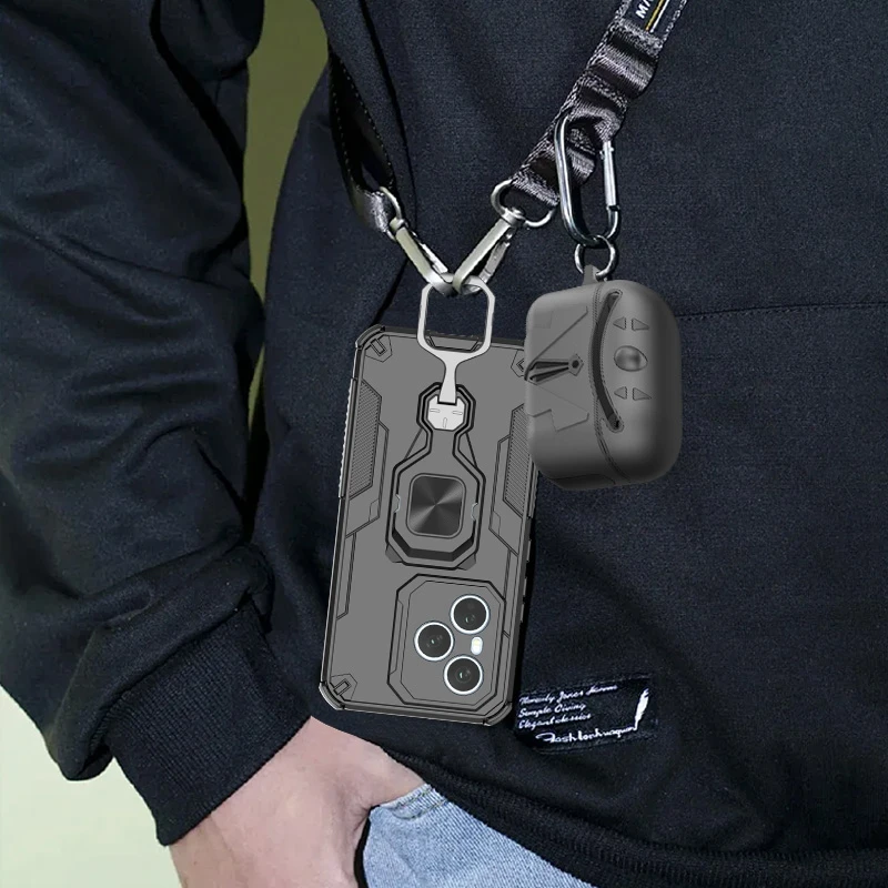 Enhanced Armor Magnetic Ring Holder Case with Camera Protection