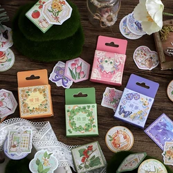 46pcs/pack Aesthetics Washi Stickers Boxed DIY Scrapbooking Decor Junk Journal Creative Stationery Art Sealing Stickers