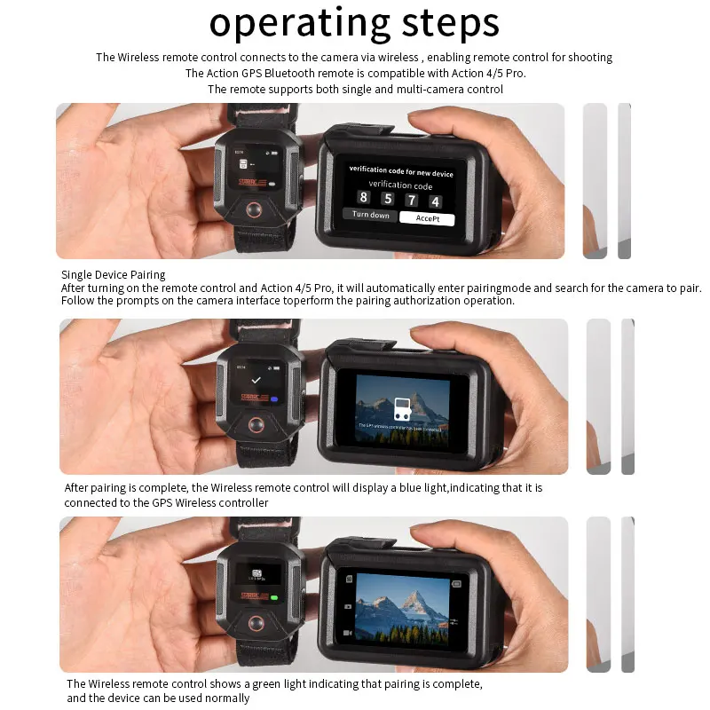 Bluetooth-Fernbedienung mit integriertem GPS für DJI Osmo Action 6/Action 5 Pro/Action 4 mit Handschlaufe und Fahrradhalterung – Detail 13