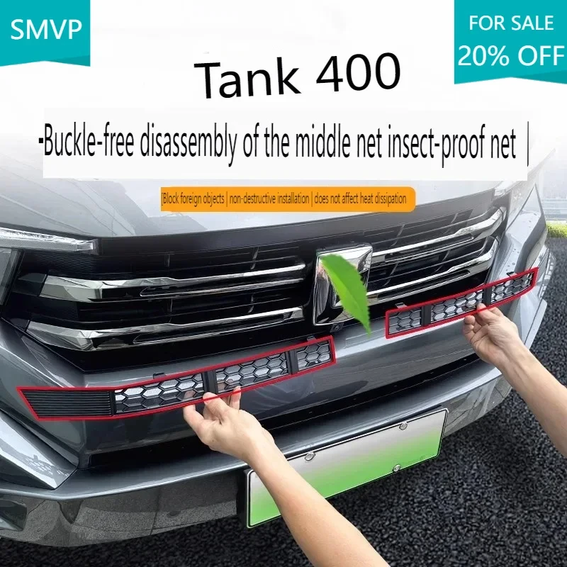For Great Wall Tank 400 Hi4-T Car Styling New Energy Front Racing Grille Insect Screen Net Protector Decoration