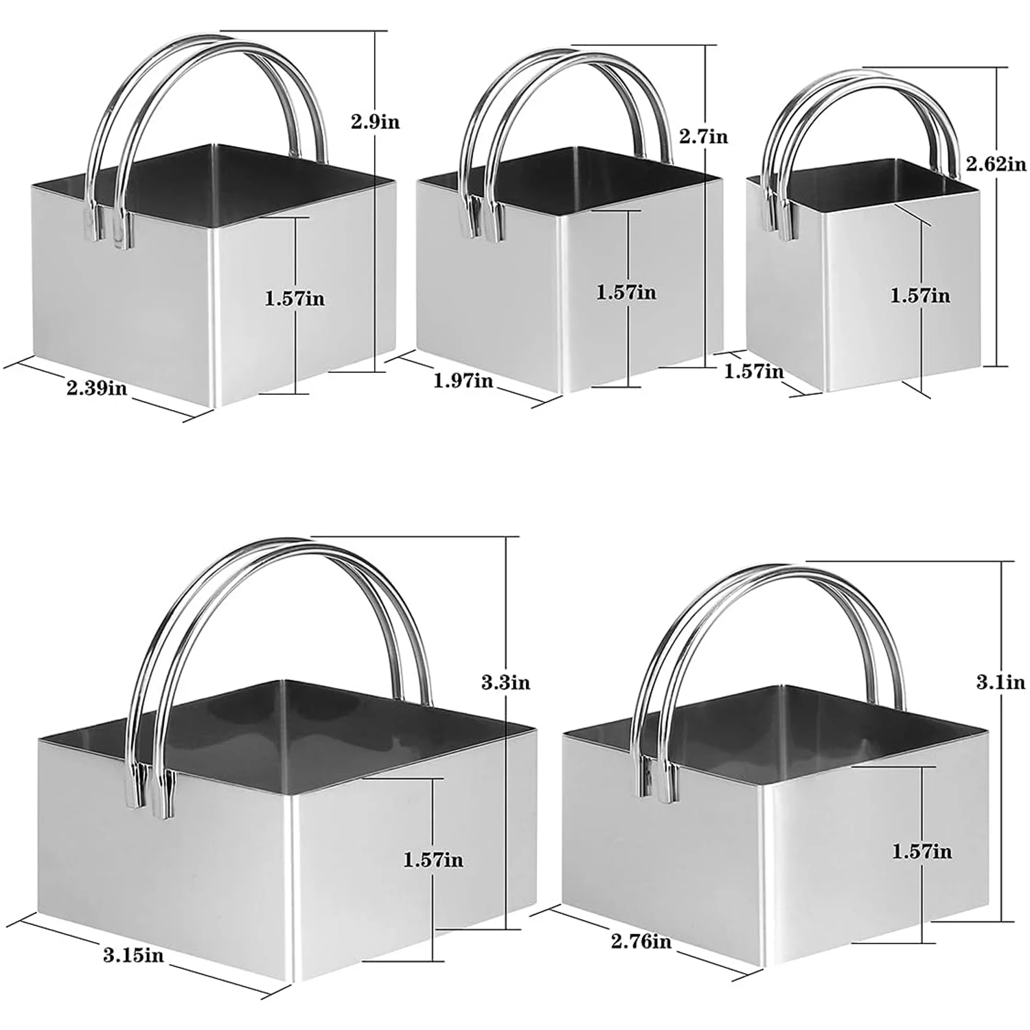 5PCS Square Stainless Steel Biscuit Mold Small Cake Cutting Mold DIY Biscuit Pastry Cake Baking Tools Kitchen Baking Gadget