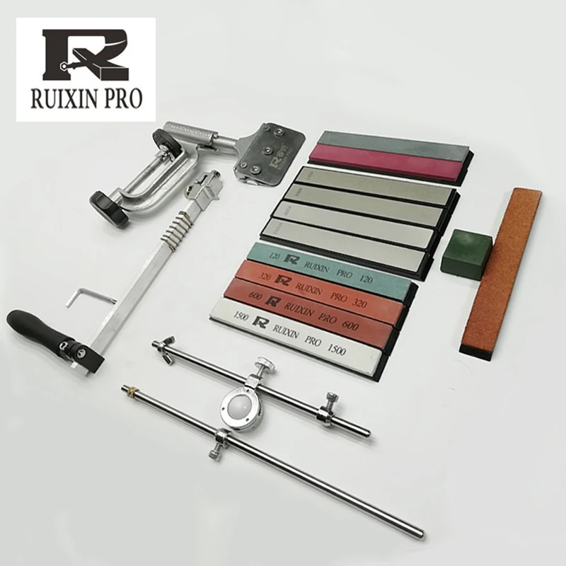 Ruixin Pro RX008 Aluminium Alloy Knife Sharpener System Fixed Angle Sharpener Sharpening Stones Kitchen Tools Grinding Kit silver knife block set