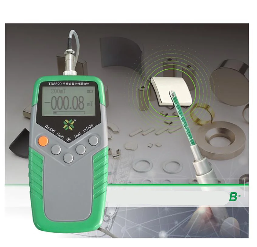 2% TD8620 Permanent Magnet Gauss Meter Handheld Digital Tesla Meter Magnetic Flux Surface Magnetic Field Test 2 Accuracy