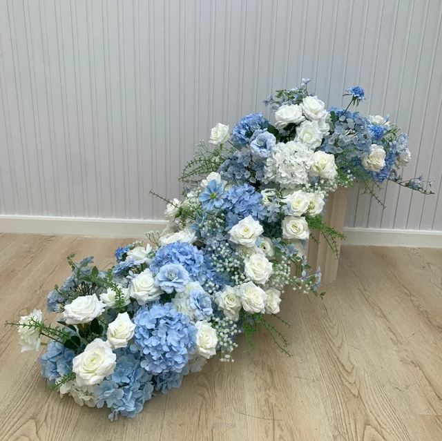 2M Artificial Flowers Long Runner Flower Row Outdoor Wedding Decoration Dining Table Runner Decor Long Table Arch Rack Decor