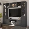 Entertainment Wall Unit, Multifunctional TV Stand with Tempered Glass Door, Up-Flip Door & Shelves, Large Console Storage 1