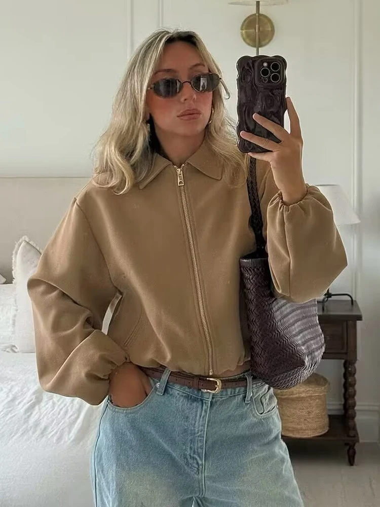 Women Spring ﻿Jacket 2026 New Long Sleeve Zipper Loose Coat Female High Street Casual Outerwear Autumn Fashion Bomber Jackets ﻿
