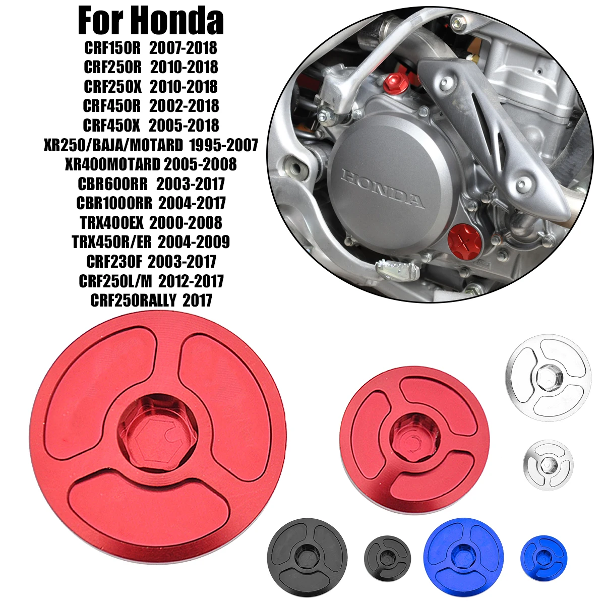 Motorcycle Engine Timing Plug Cover for Honda CRF150R CRF250R CRF450R CRF450X TRX400EX CBR600RR CBR1000RR TRX
