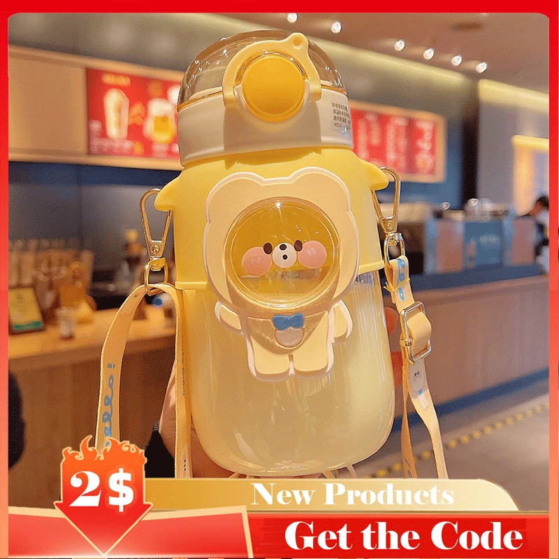 

720ml Cartoon Plastic Tumbler Portable Sport Straw Kettle School Kids Kawaii Cup Travel Drinking Mug Cute Water Bottle For Girls