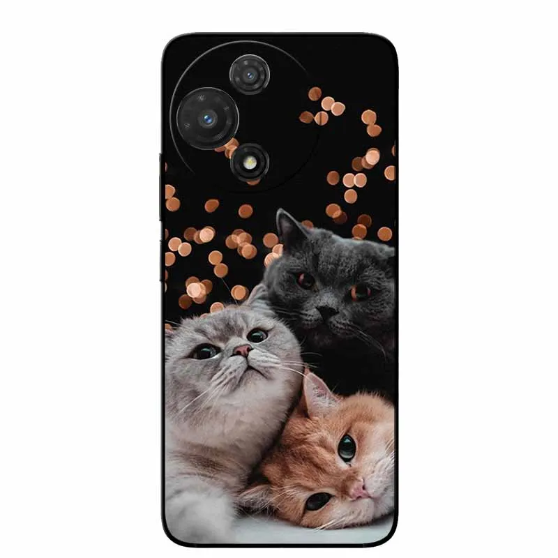 Fashion Protective Silicone Back Cover with Animal Design - Black Phone Case