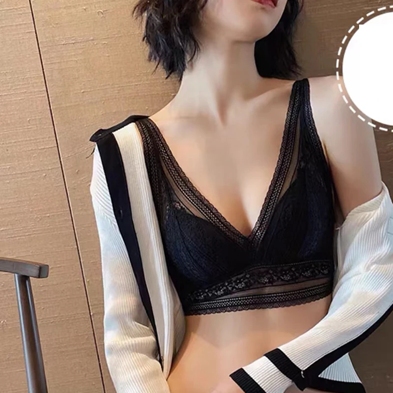 Women Wire Free Thin Bra Vest Adjustable Bra Lace Tube Top Seamless Brassiere Bras Girls Breathable Bralette sexy bra set
