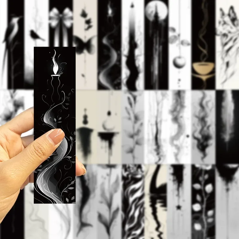 30pcs Black White Bookmarks Reading Book Tags DIY Page Tags Gift Decoration Cards Student Message Cards Bookmarks Back To School