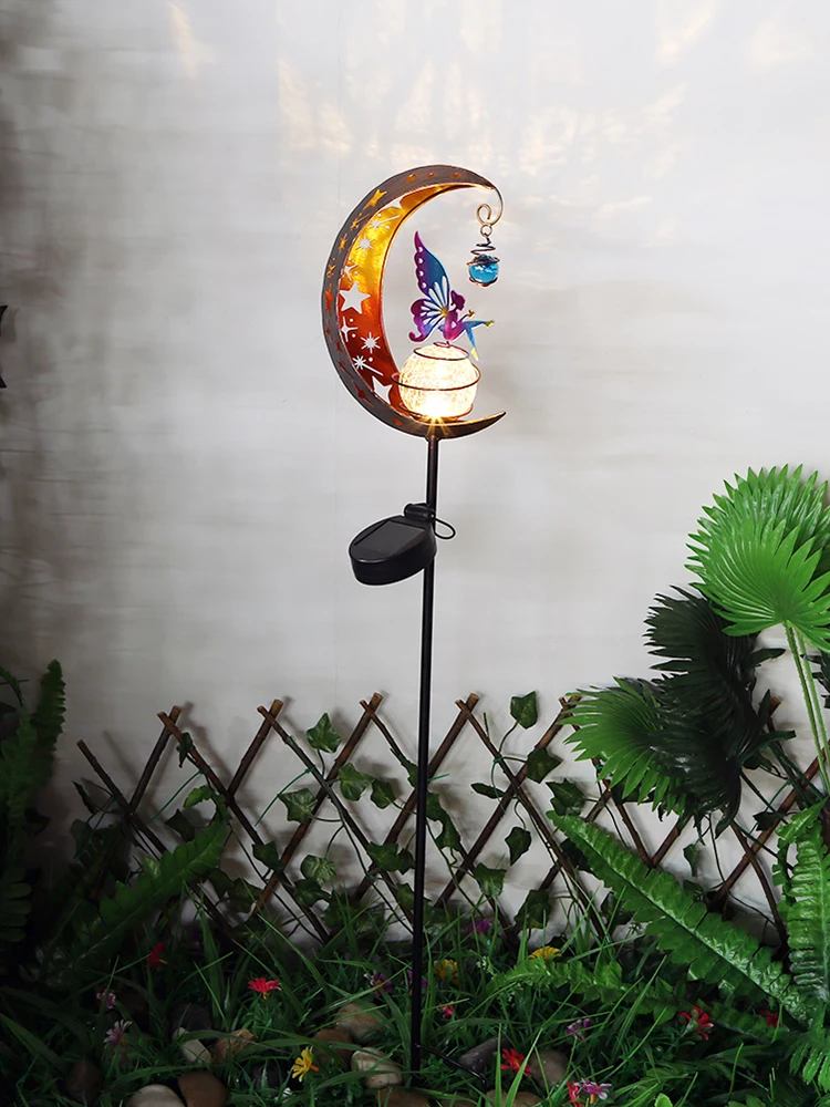 야외 마당용 방수 LED 유리 공 정원 조명, 다리미 아트 달, 요정 조명, 정원 장식 램프, 600mAh