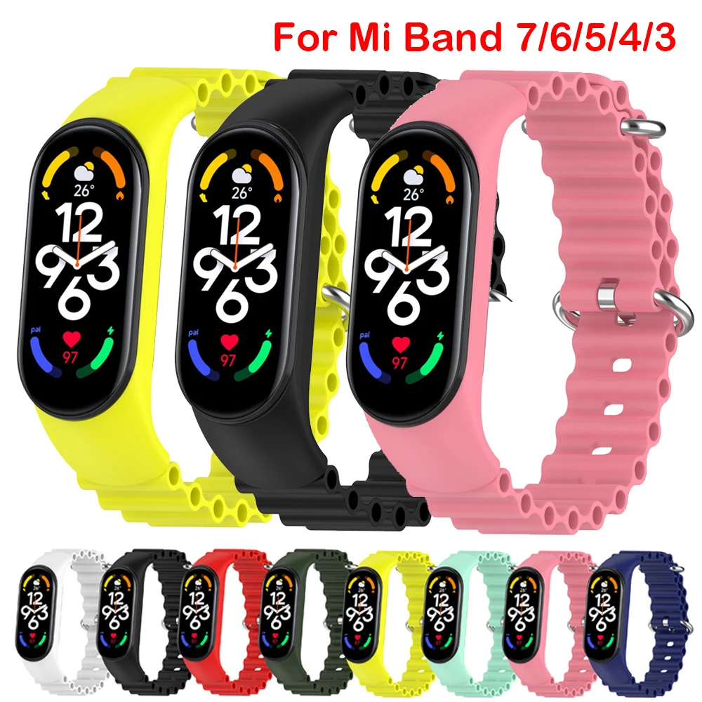 Strap For Xiaomi Mi Band 7 6 5 4 3 Smart Bracelet Sport Wrist Replacement Soft Silicone Ocean Strap For Mi band 5 7 8 Wristband bracelet for xiaomi mi band 5 4 3 sport strap replacement wristband miband 3 4 band5 wrist miband4 strap for mi band 4 3