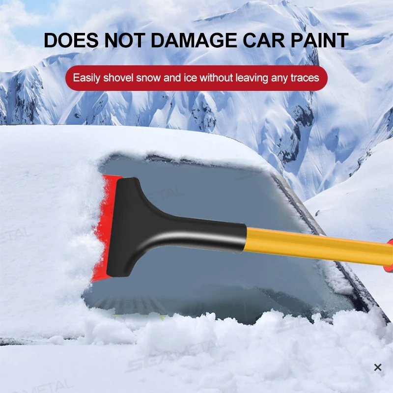 SEAMETAL Car Ice Scraper Windshield Snow Removal Shovel Extra-Long Scratch-Free Ice Breaker Snow Remover Winter Clean Brush