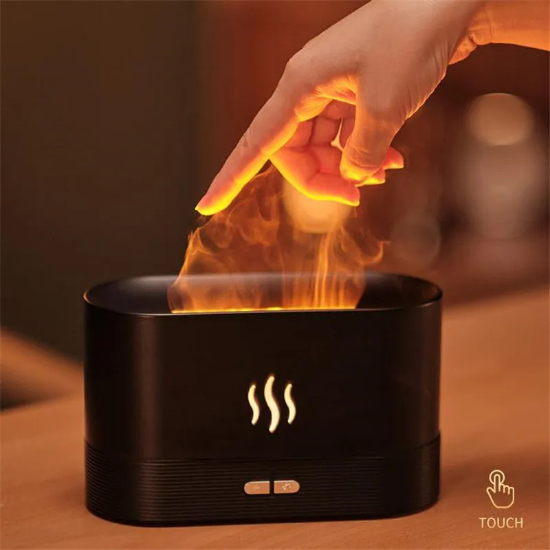 Tanque de Água Umidificador para o Quarto 2 em 1 Luz da Noite com 180ml Simulação Chama Sala Estar Escritório Atmosfera Lâmpada Mesa 20 Usb 2 Home & Garden