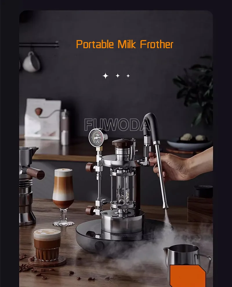 700ML Milk Frother Steamer High Pressure Dry Steam Coffee Milk Foamer for Espresso Adjustment 1Bar-2.5Bar 5
