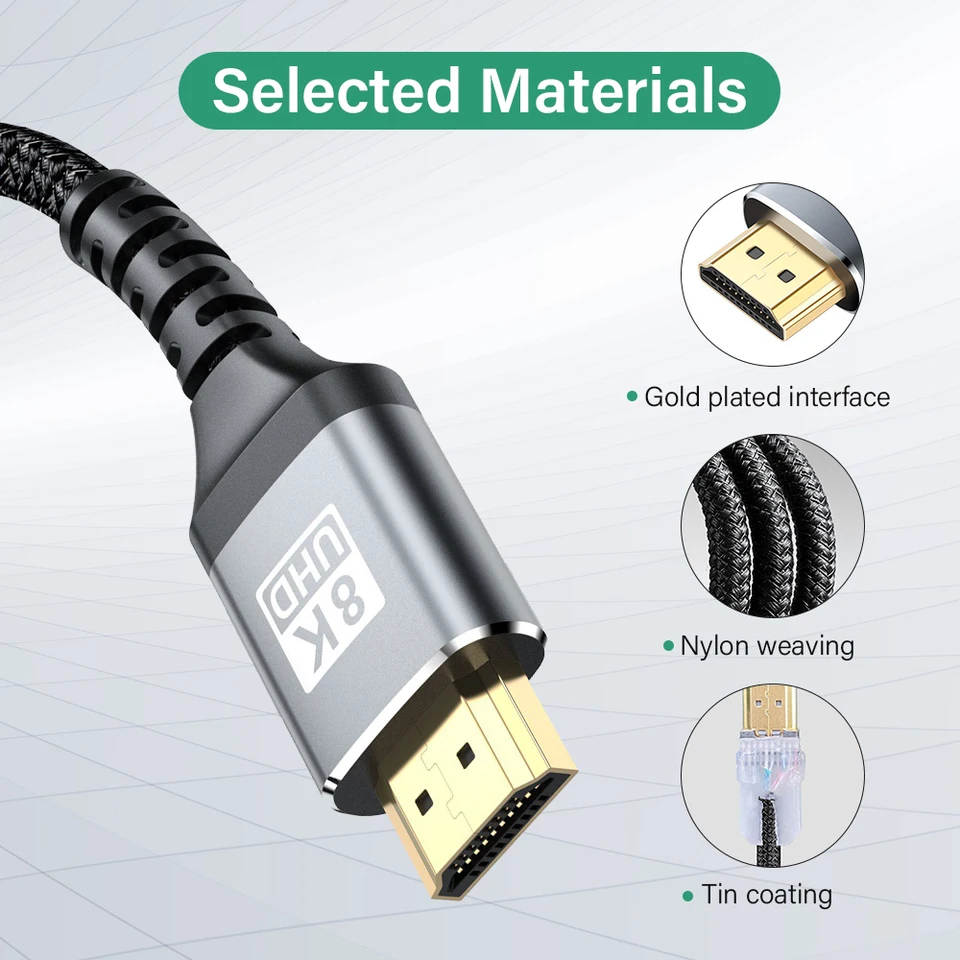 Anhuicco Cavo HDMI 2.1 Certificato 0,5 Metri 48Gbps 4K 144Hz 8K 60Hz 10K 30Hz 2K - Foto 3