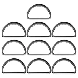 Silver & Gold D-Shaped Metal Buckle Set - 10-Piece DIY Accessory for Shoes, Bags, and Backpacks (Gun black 10pcs)