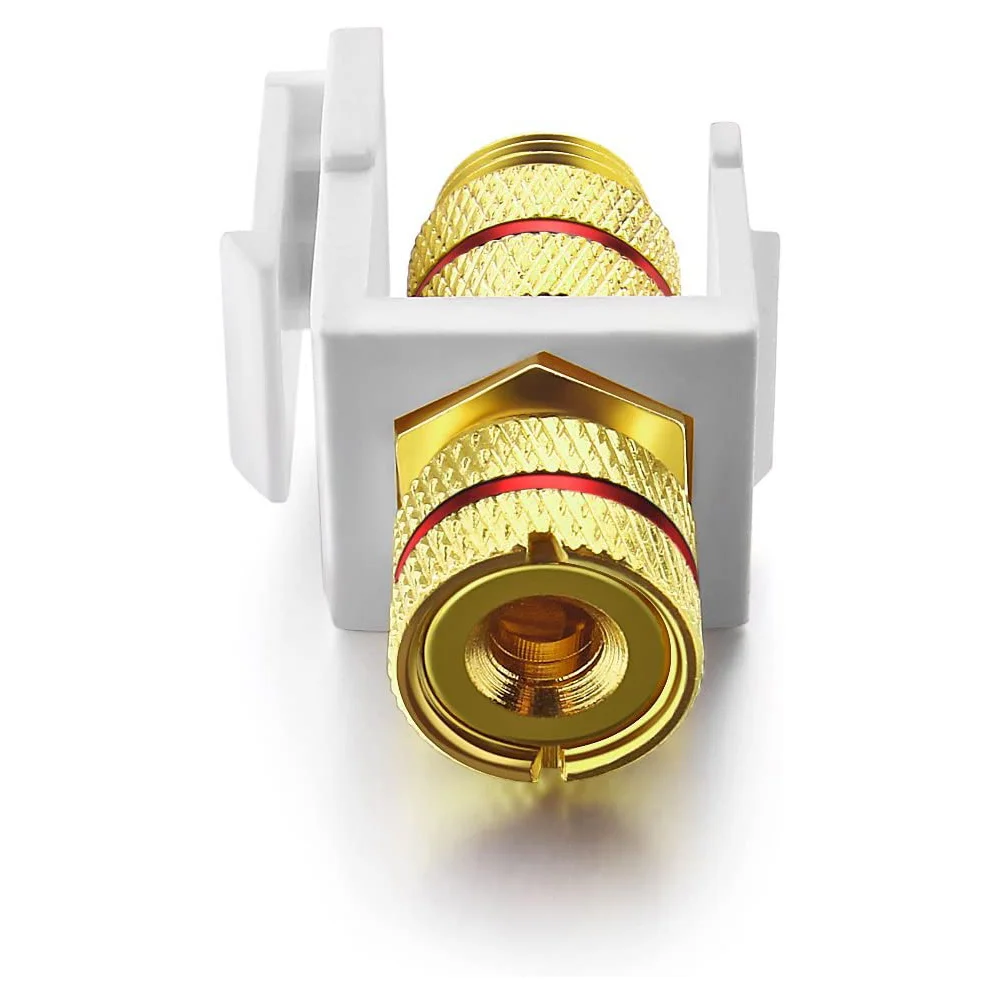 Banana Jack Binding Post Keystone Jack Insert with Black & Red Rings, Screw Type o Speaker Keystone, 2 Pairs/4 Pack