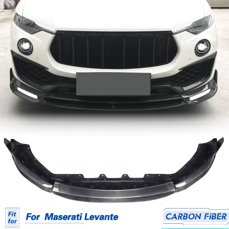

Car Front Bumper Lip Splitters Carbon Fiber for Maserati Levante Sport Utility 4-Door 2016-2019 Front Lip Spoiler Chin Protector