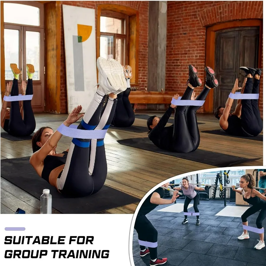 12 Pcs Fabric Resistance Bands for Working Out Booty Workout Stretch Exercise Bands Non Slip for Legs Squat Resistance Loop for