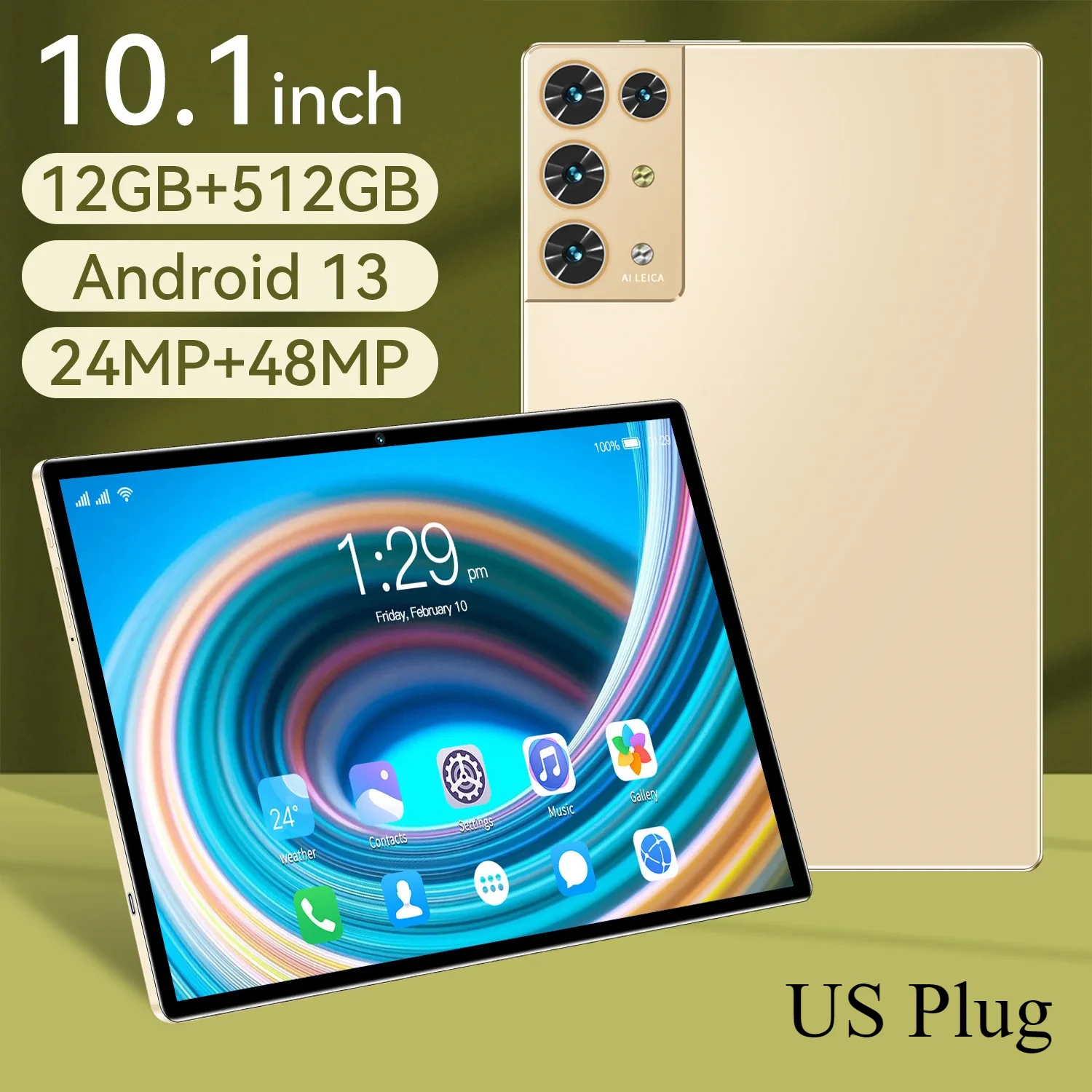 Android 13タブレット,デュアルSIMカード,10.1インチHDスクリーン,12GB