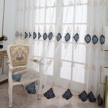 Rideaux de luxe modernes, en Tulle pur, brodés, pour salon et chambre à coucher, style européen, 2021 