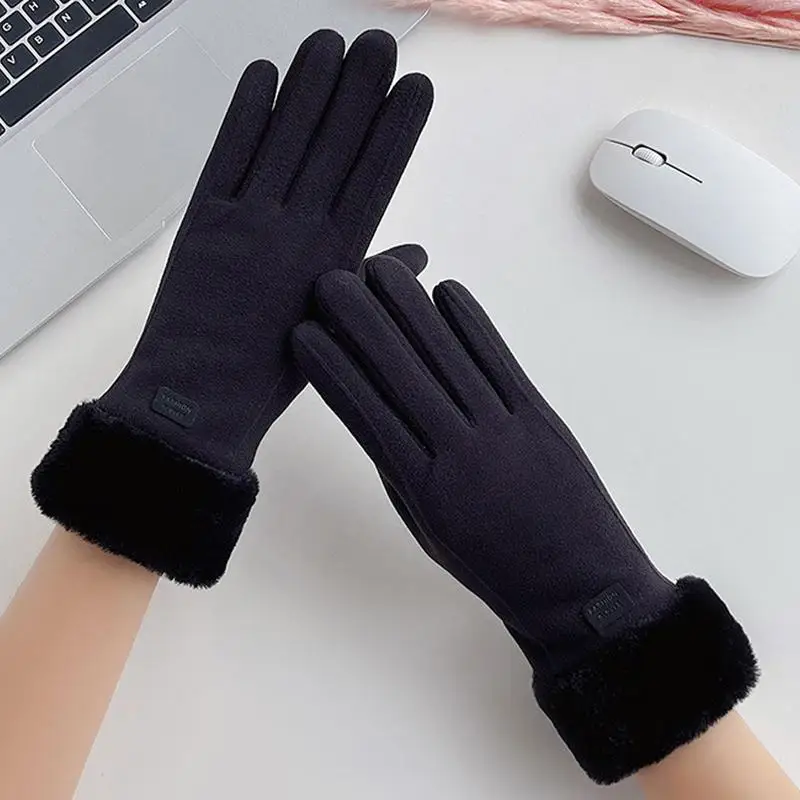 Gloves For Women Cold Weather Warm Touchscreen Windproof Gloves Outdoor Thick Plush Motorcycle Cycle GlovesThermal Fleece