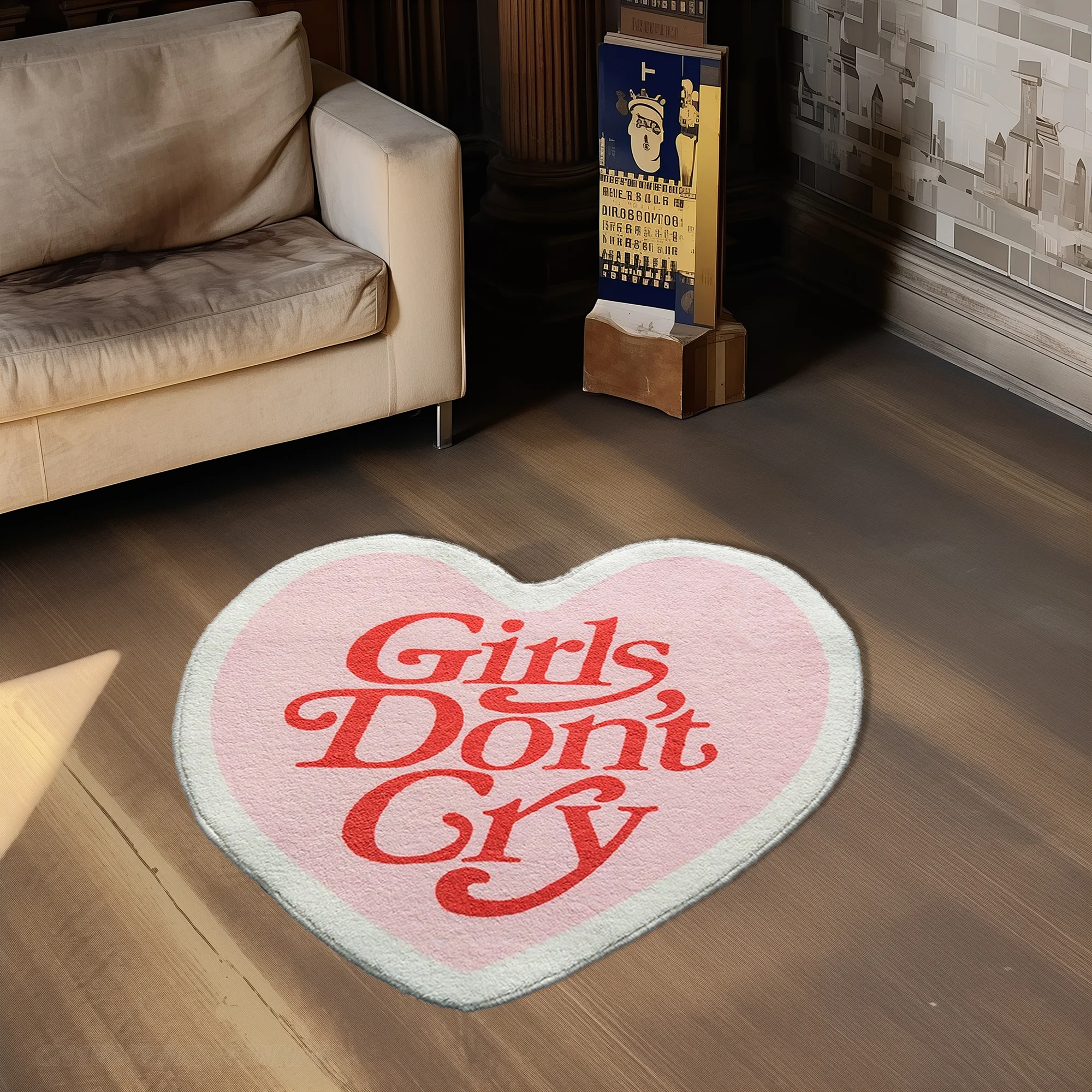 

Heart Shape Pink Carpets Girls Room Decoration Rug Comfor Soft Bedroom Rug "Girls Don't Cry" Rug Living Room Carpet Creative Mat