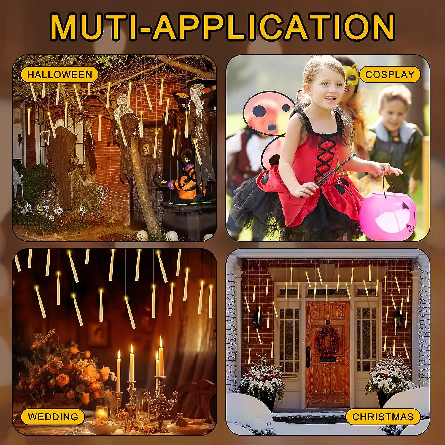 Magic Glowing Candles Set With Sensor Control Stick Flameless Flying Candle with LED Magic Wand