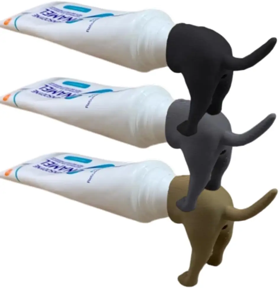 

2pcs-Pooping Dog Butt Toothpaste Topper Funny Toothpaste Dispenser, Creative Bathroom Toothpaste Accessory for Kids and Adults