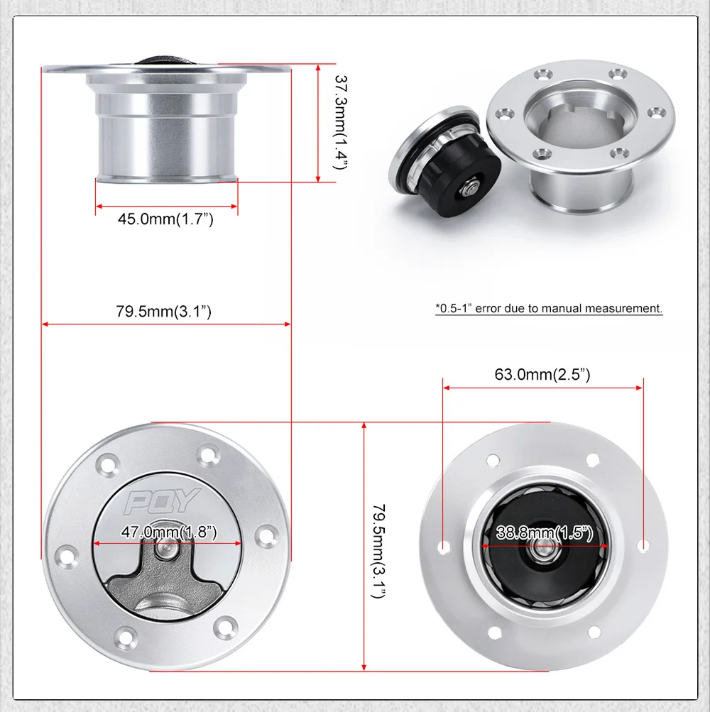 Pqy-neue Aluminium-Billet-Brennstoffzelle/Kraftstoff-Überspannung behälter deckel Unterputz 6 Bolzen Oberflächen oxidations öffnung ID 35,5mm PQY-SLYXG01 – Detail 4
