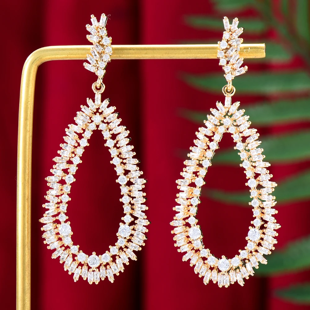 

Siscathy 2022 Luxury Fashion Waterdrop Pendant Earrings For Women Crystal Zircon Piercing Earring Party Prom Daily Fine Jewelry