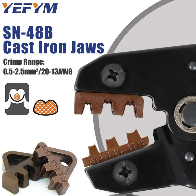For TAB 2.8/4.8/6.3 Car Terminals SN-48B Crimping Pliers 0.5-2.5mm2/23-13AWG High Precision Jaw Wire Electrical Hand Tools 4