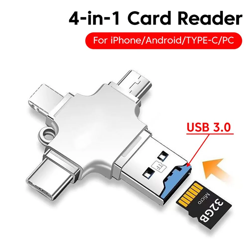 Aubess USB 3.0 Flash Drive For Iphone Ipad Android Four In One Multifunctional Memory Stick Type-c Pendrive OTG