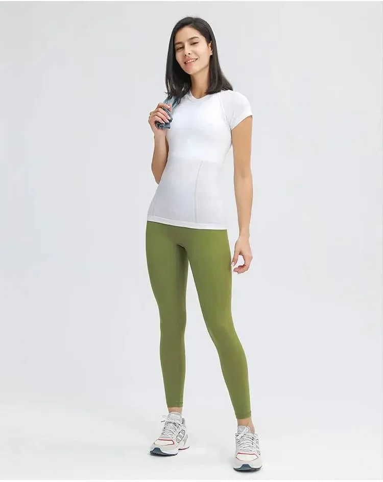 

Lulu Substitutes Gym Shirt Yoga Sports Short Sleeve Women's T-Shirt Outdoor Breathable Stretch Casual Sportswear